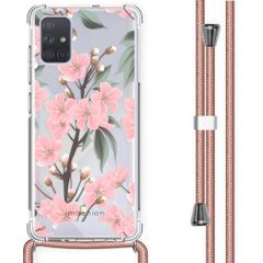 iMoshion Design hoesje met koord Samsung Galaxy A71 - Bloem - Roze / Groen