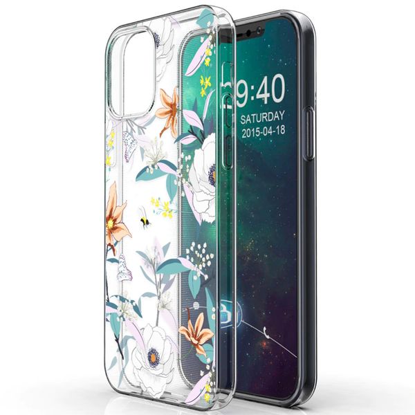 iMoshion Design hoesje iPhone 12 (Pro) - Bloem - Wit