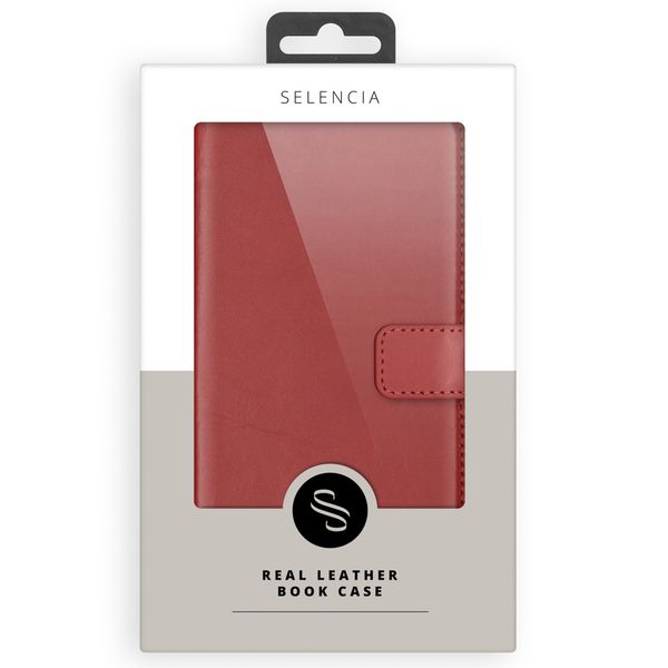 Selencia Echt Lederen Bookcase Samsung Galaxy S21 - Rood