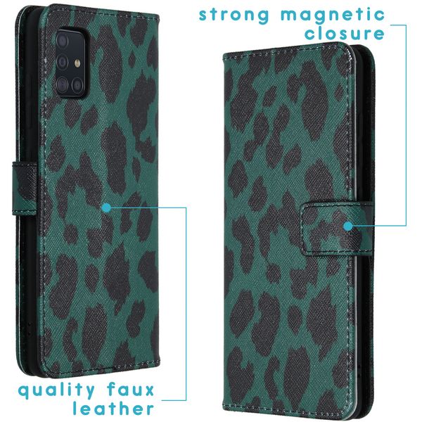 iMoshion Design Softcase Bookcase Samsung Galaxy A51 - Green Leopard