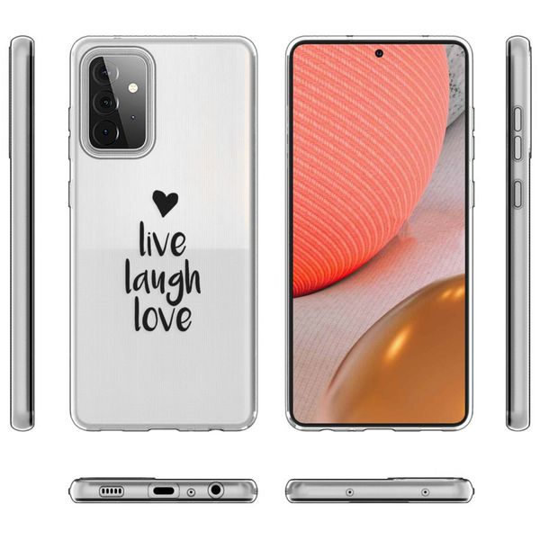 iMoshion Design hoesje Samsung Galaxy A72 - Live Laugh Love - Zwart