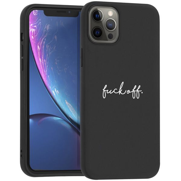 iMoshion Design hoesje iPhone 12 Pro Max - Fuck Off - Zwart