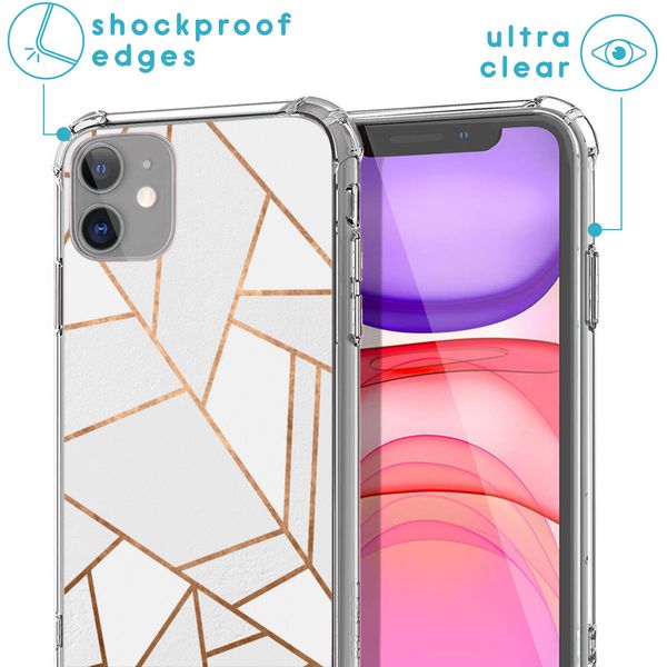 iMoshion Design hoesje met koord iPhone 11 - Grafisch Koper - Wit / Goud