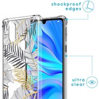 iMoshion Design hoesje met koord Huawei P30 Lite - Bladeren - Zwart / Goud