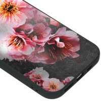 iMoshion Design hoesje iPhone 12 (Pro) - Bloem - Roze / Zwart