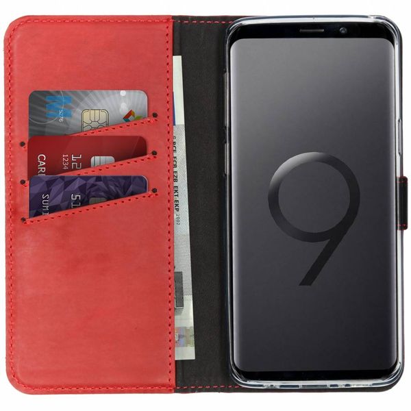 Selencia Echt Lederen Bookcase Samsung Galaxy S9 - Rood