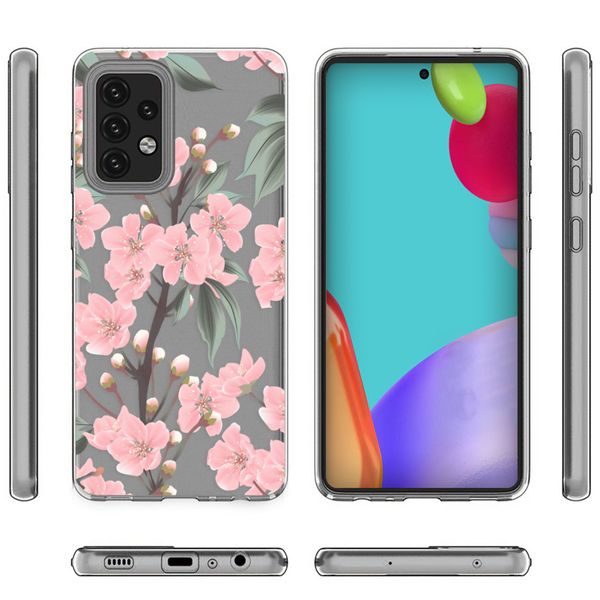 iMoshion Design hoesje Samsung Galaxy A52(s) (5G/4G) - Bloem - Roze / Groen