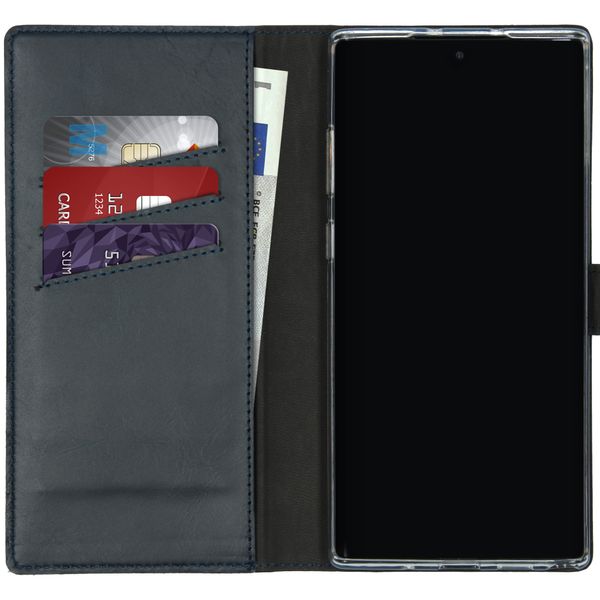 Selencia Echt Lederen Bookcase Galaxy Note 10 Plus - Donkerblauw