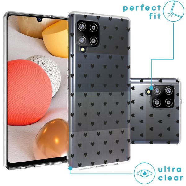 iMoshion Design hoesje Samsung Galaxy A42 - Hartjes - Zwart