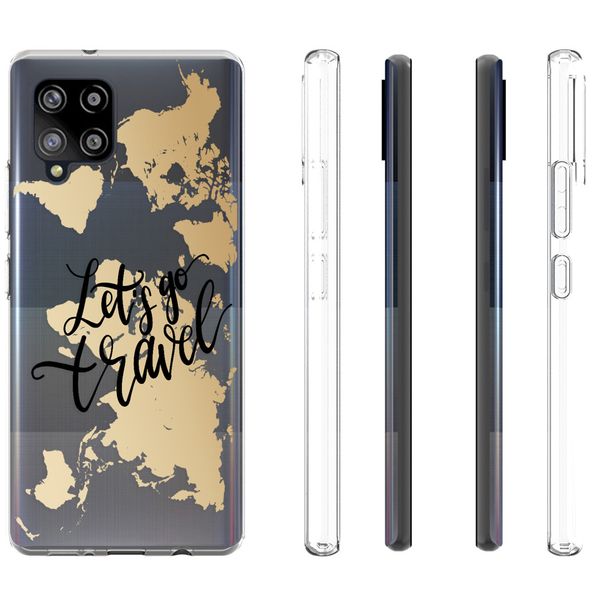 iMoshion Design hoesje Samsung Galaxy A42 - Let's Go Travel / Zwart