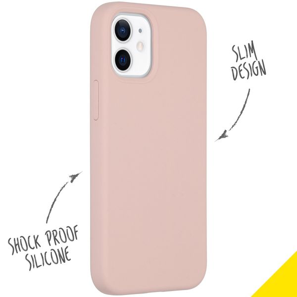 Accezz Liquid Silicone Backcover iPhone 12 Mini - Roze