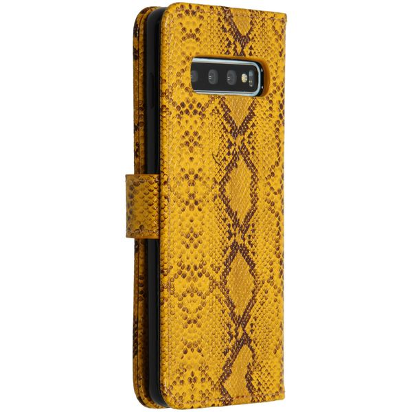 Slangenprint Bookcase Samsung Galaxy S10 - Geel