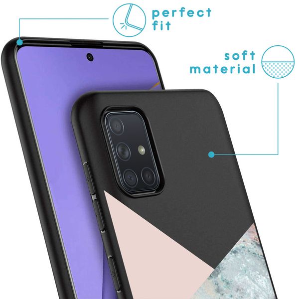 iMoshion Design hoesje Samsung Galaxy A71 - Marmer - Roze / Zwart