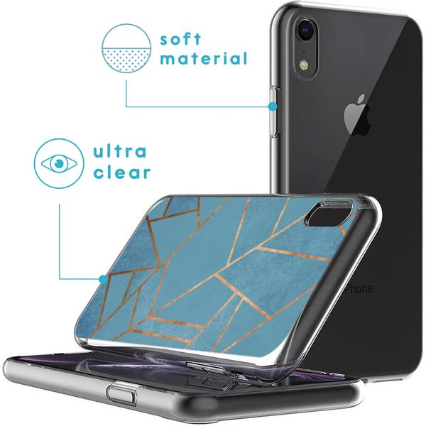 iMoshion Design hoesje iPhone Xr - Grafisch Koper / Blauw