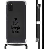 iMoshion Design hoesje met koord Samsung Galaxy A41 - Live Laugh Love - Zwart