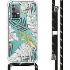 iMoshion Design hoesje met koord Samsung Galaxy A52(s) (5G/4G) - Bladeren - Zwart / Goud