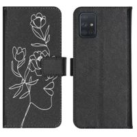 iMoshion Design Softcase Bookcase Galaxy A71 - Woman Flower Black