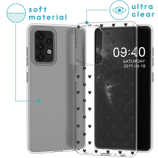 iMoshion Design hoesje Samsung Galaxy A52(s) (5G/4G) - Hartjes - Zwart