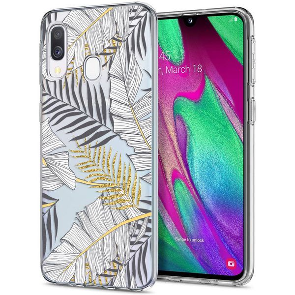 iMoshion Design hoesje Samsung Galaxy A20e - Bladeren / Zwart