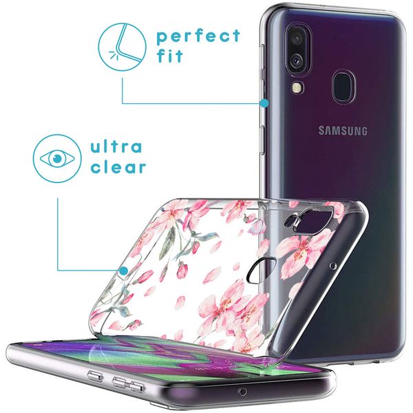 iMoshion Design hoesje Samsung Galaxy A40 - Bloem - Roze