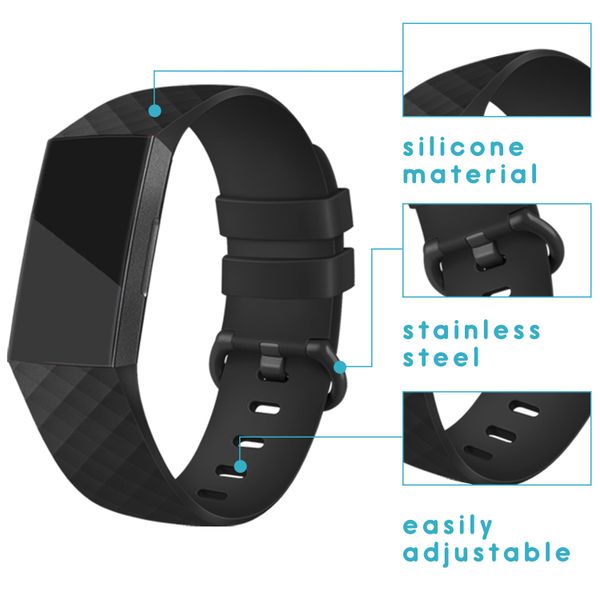 iMoshion Siliconen bandje Fitbit Charge 3 / 4 - Zwart