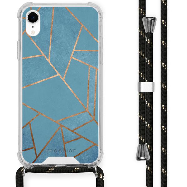 iMoshion Design hoesje met koord iPhone Xr - Grafisch Koper - Blauw