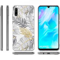 iMoshion Design hoesje Huawei P30 Lite - Bladeren / Zwart