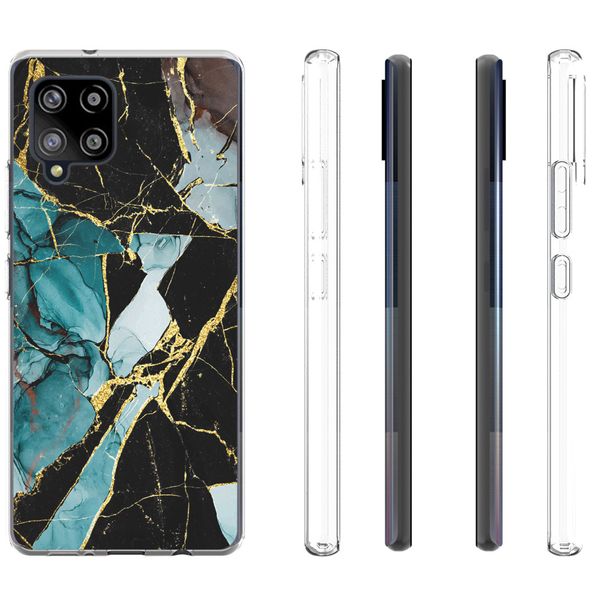 iMoshion Design hoesje Samsung Galaxy A42 - Marmer - Gebroken Blauw