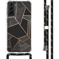 iMoshion Design hoesje met koord voor Samsung Galaxy S21 Plus - Grafisch Koper - Zwart / Goud