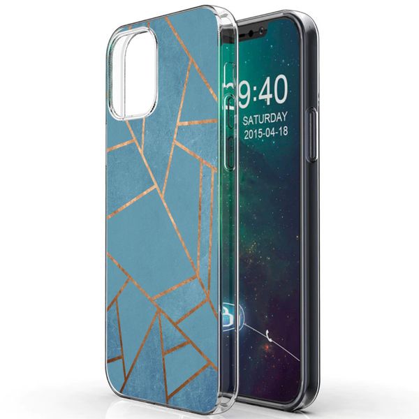 iMoshion Design hoesje iPhone 12 (Pro) - Grafisch Koper / Blauw