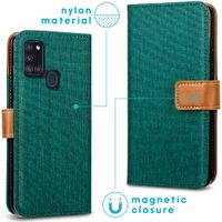 iMoshion Luxe Canvas Bookcase Samsung Galaxy A21s - Groen