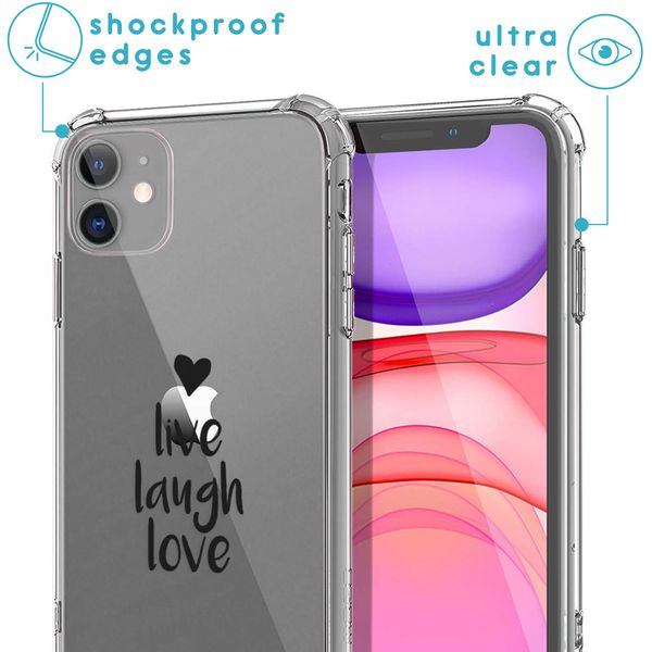 iMoshion Design hoesje met koord iPhone 11 - Live Laugh Love - Zwart