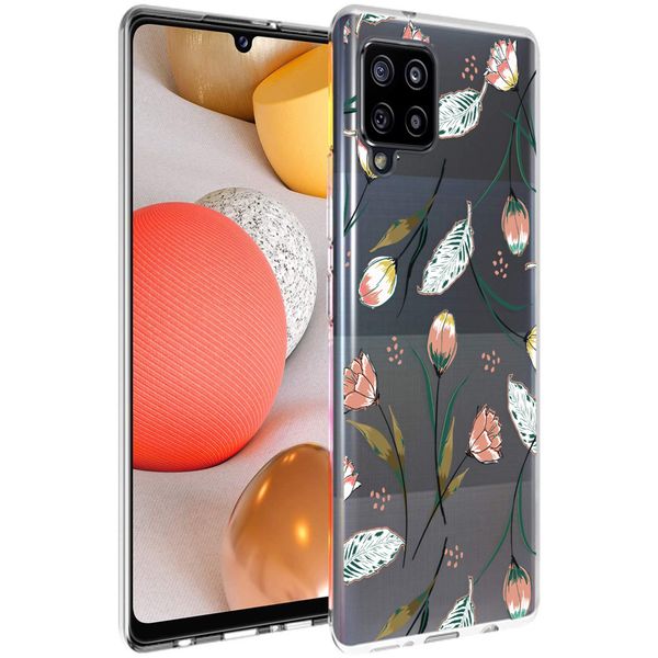 iMoshion Design hoesje Samsung Galaxy A42 - Bloem - Roze / Groen