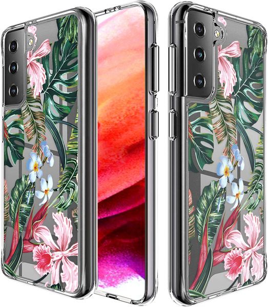 iMoshion Design hoesje Samsung Galaxy S21 FE - Bloem - Groen / Roze