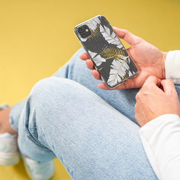 iMoshion Design hoesje iPhone Xr - Bladeren / Zwart