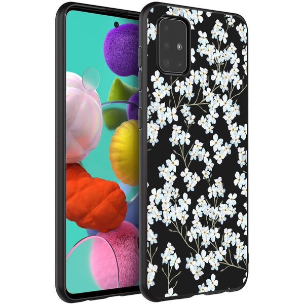 iMoshion Design hoesje Samsung Galaxy A51 - Bloem - Wit / Zwart