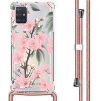 iMoshion Design hoesje met koord Samsung Galaxy A51 - Bloem - Roze / Groen