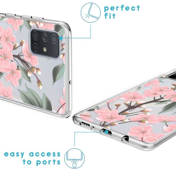 iMoshion Design hoesje Samsung Galaxy A71 - Bloem - Roze / Groen