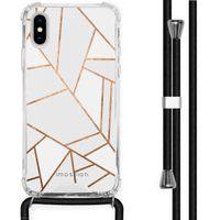 iMoshion Design hoesje met koord iPhone X / Xs - Grafisch Koper - Wit / Goud