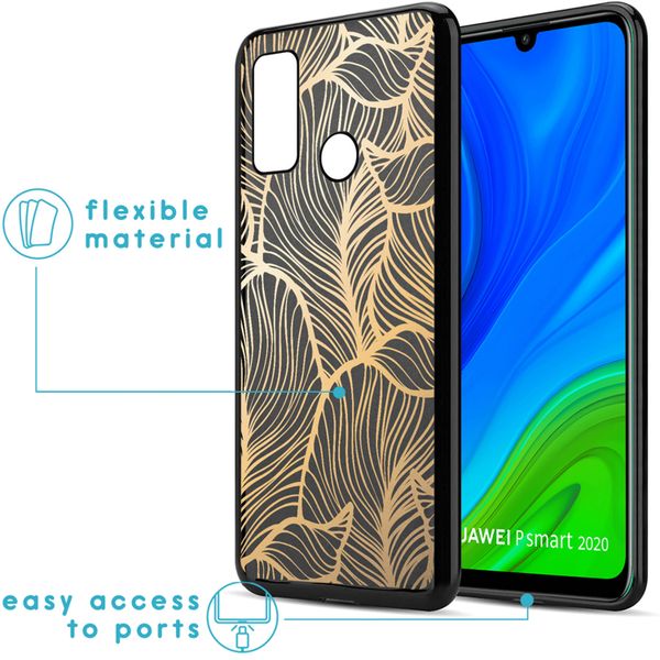 iMoshion Design hoesje Huawei P Smart (2020) - Bladeren / Zwart