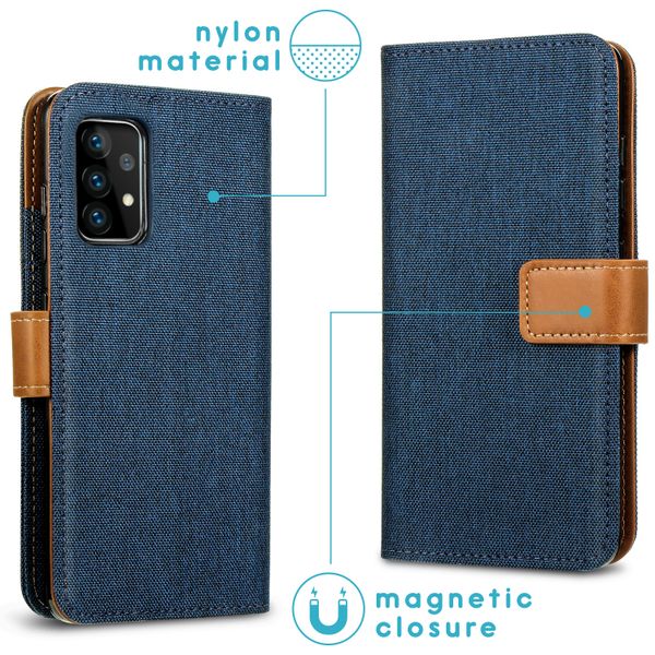 iMoshion Luxe Canvas Bookcase Samsung Galaxy A72 - Donkerblauw