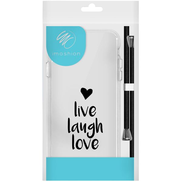 iMoshion Design hoesje met koord iPhone SE (2022 / 2020) / 8 / 7 - Live Laugh Love - Zwart