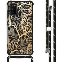 iMoshion Design hoesje met koord Samsung Galaxy A41 - Bladeren - Goud