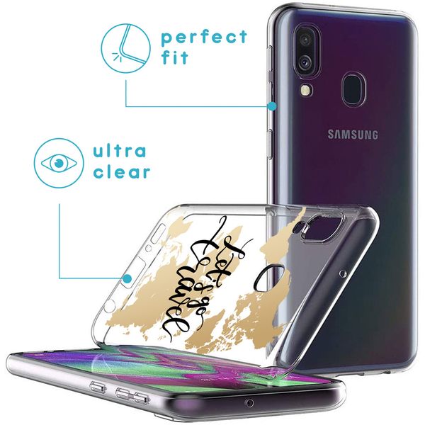 iMoshion Design hoesje Samsung Galaxy A40 - Let's Go Travel / Zwart