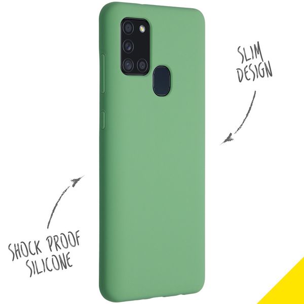 Accezz Liquid Silicone Backcover Samsung Galaxy A21s - Groen