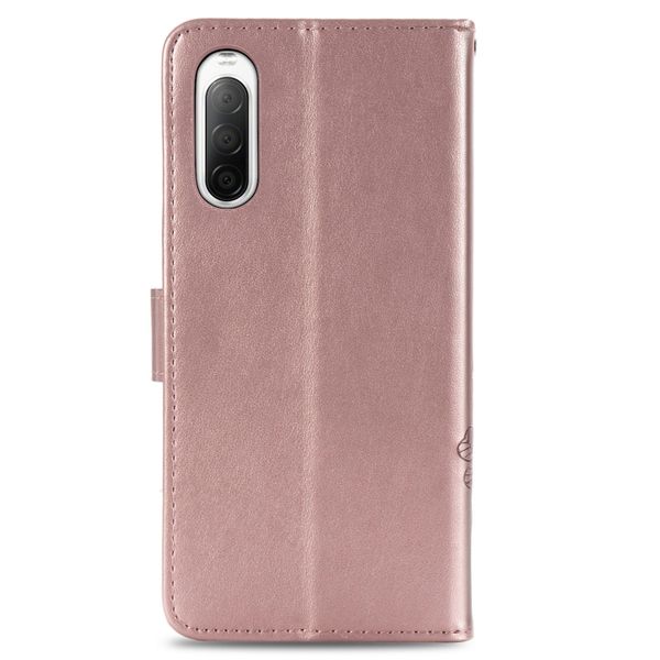 Klavertje Bloemen Bookcase Sony Xperia 10 II - Rosé Goud