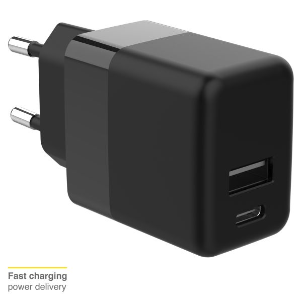 Accezz Wall Charger Samsung Galaxy A52 (4G) - Oplader - USB-C en USB aansluiting - Power Delivery - 20 Watt - Zwart