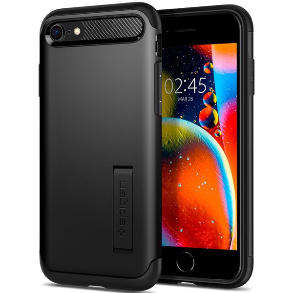 Spigen Slim Armor Backcover iPhone SE (2022 / 2020) / 8 / 7 - Zwart