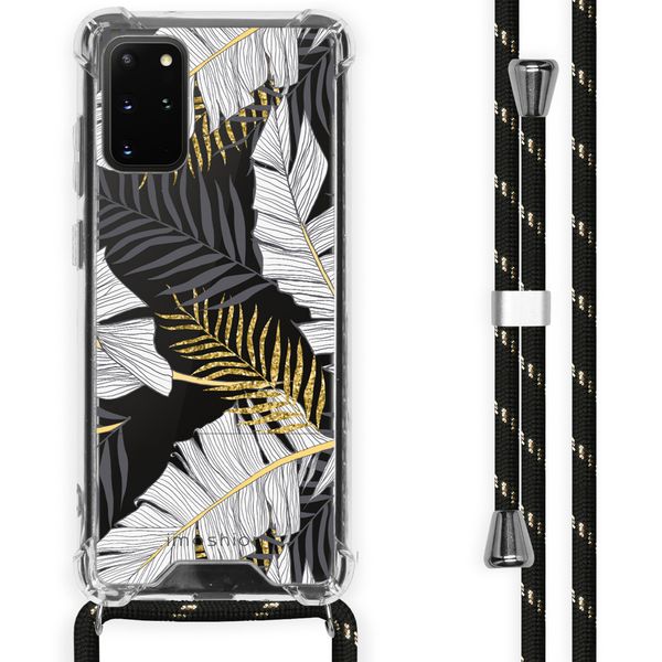 iMoshion Design hoesje met koord Samsung Galaxy S20 Plus - Bladeren - Zwart / Goud