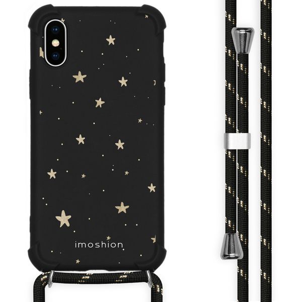 iMoshion Design hoesje met koord iPhone X / Xs - Sterren - Zwart / Goud